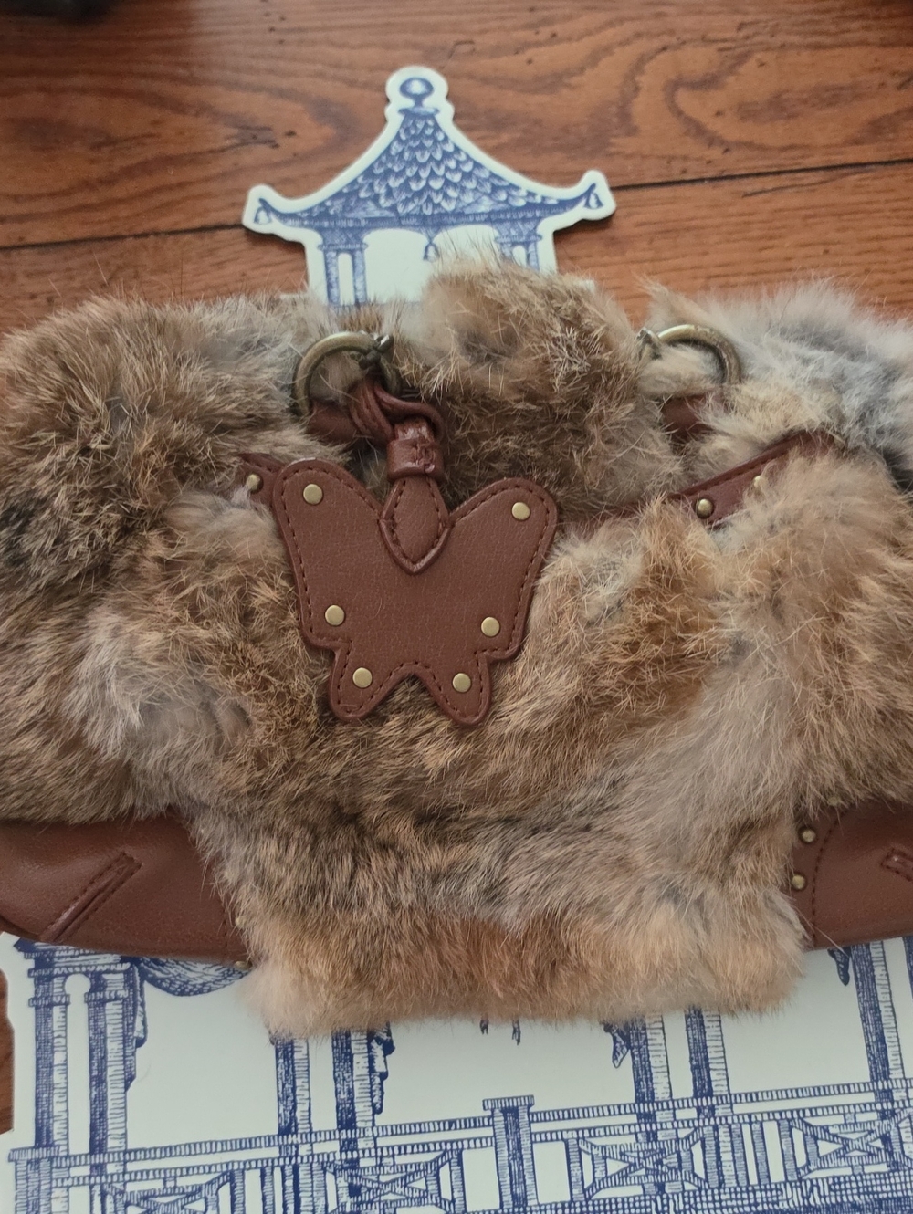 Gianni Bini Rabbit Fur Purse